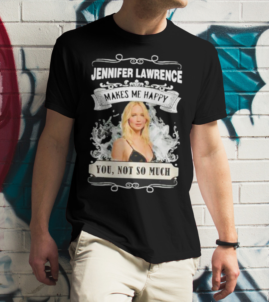 Jennifer Lawrence Makes Me Happy You Not So Much Cloud Motif T-Shirt