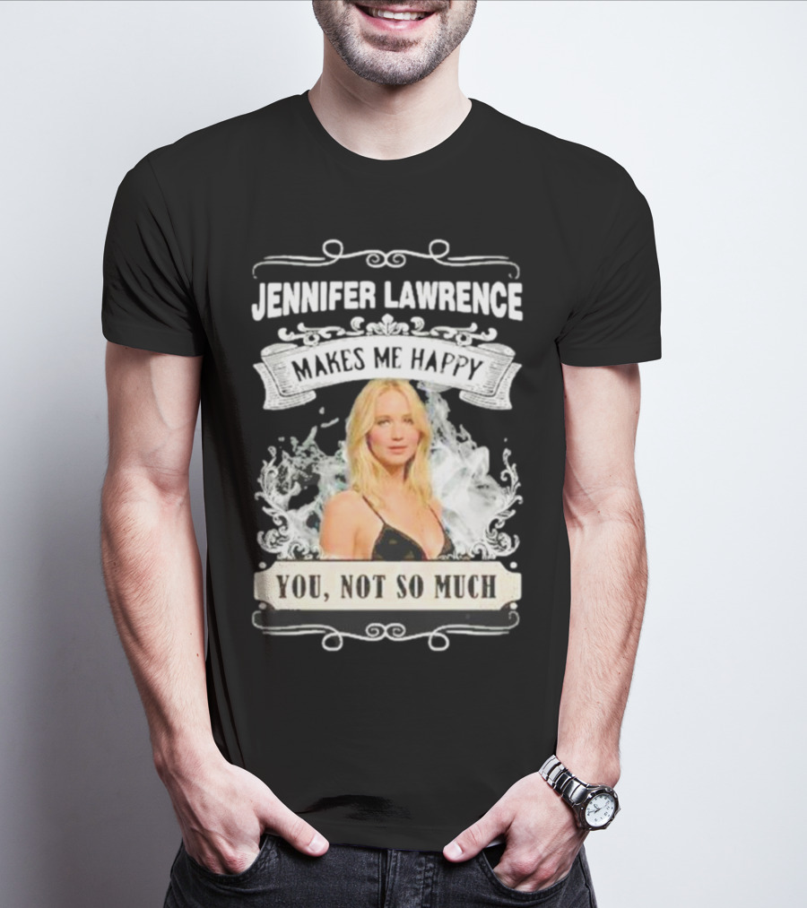 Jennifer Lawrence Makes Me Happy You Not So Much Cloud Motif T-Shirt