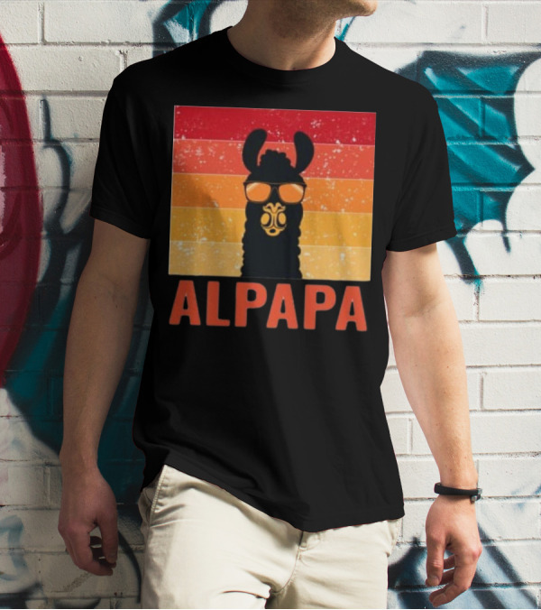 Alpapa Llamafathers Day Vintage Groovy T-Shirt