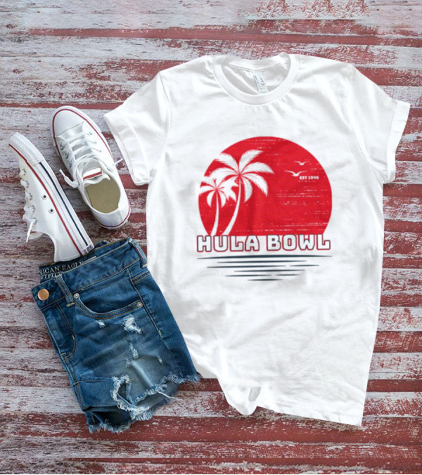 Hula Bowl Established 1946 Red Sunset With Palm Trees T-Shirt