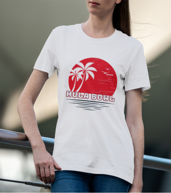 Hula Bowl Established 1946 Red Sunset With Palm Trees T-Shirt