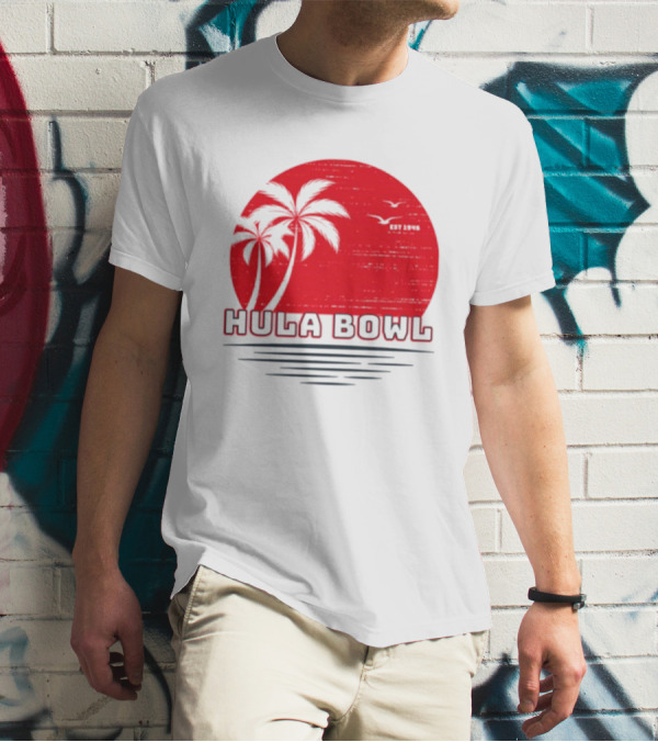 Hula Bowl Established 1946 Red Sunset With Palm Trees T-Shirt