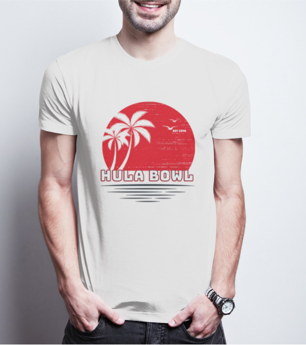 Hula Bowl Established 1946 Red Sunset With Palm Trees T-Shirt