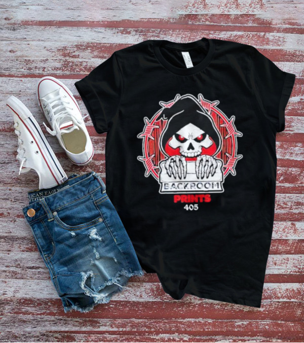 Backroom Prints 405 Reaper Skull Barbed Wire T-Shirt