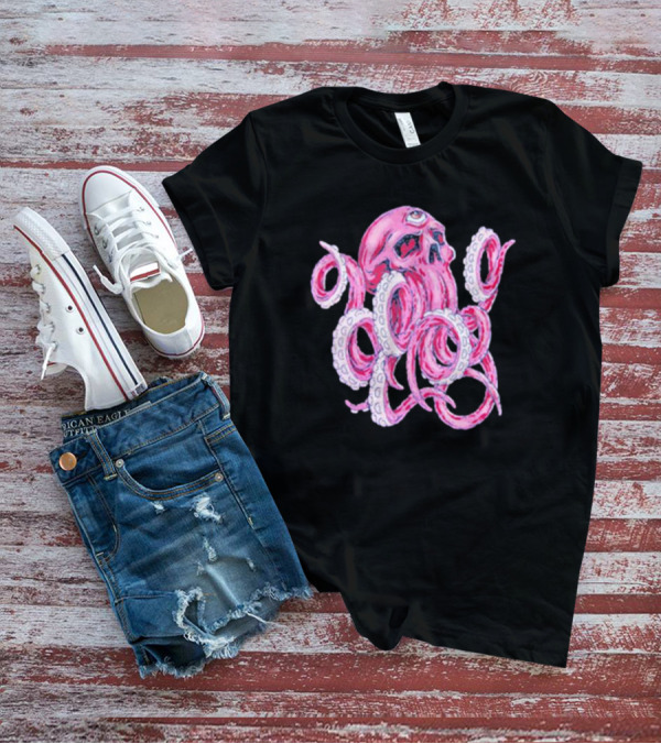 Deep Dark And Dangerous Ddd Red Octopus Skull Alien Tentacles T-Shirt