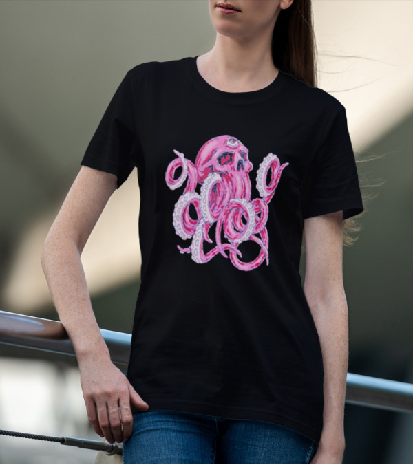 Deep Dark And Dangerous Ddd Red Octopus Skull Alien Tentacles T-Shirt