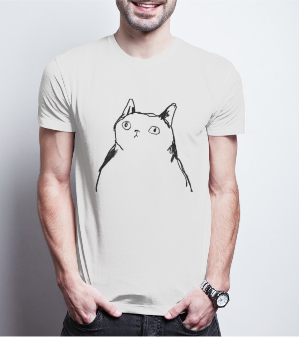 Harriet Lowther Cat I Like Tuna Sketch Drawing Of A Cat With Intrigued Expression T-Shirt