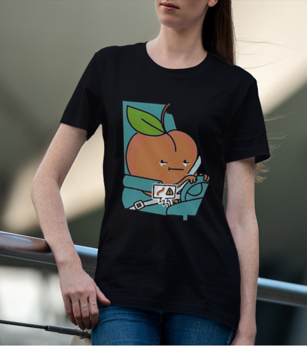 Peach Driving With Tears Fastened In Seatbelt Warning Signal T-Shirt
