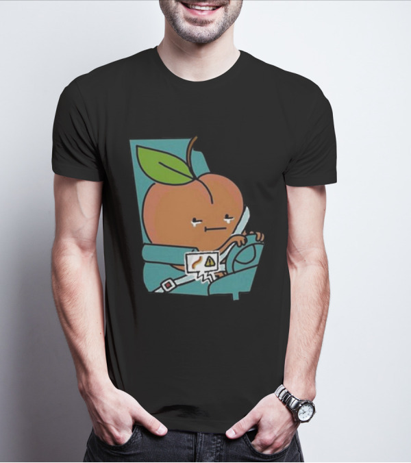 Peach Driving With Tears Fastened In Seatbelt Warning Signal T-Shirt