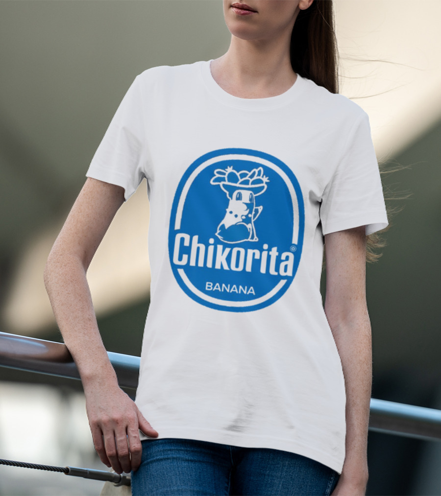 Chikorita Banana Crossover Logo Black And Blue T-Shirt