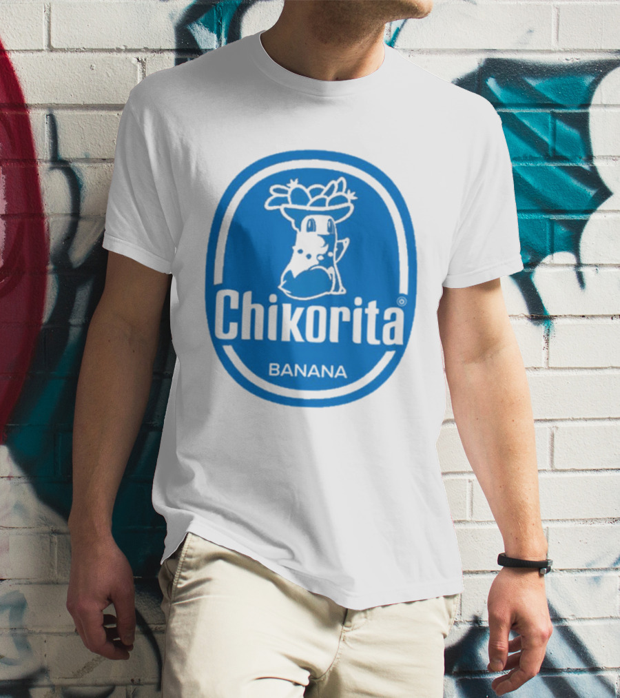 Chikorita Banana Crossover Logo Black And Blue T-Shirt