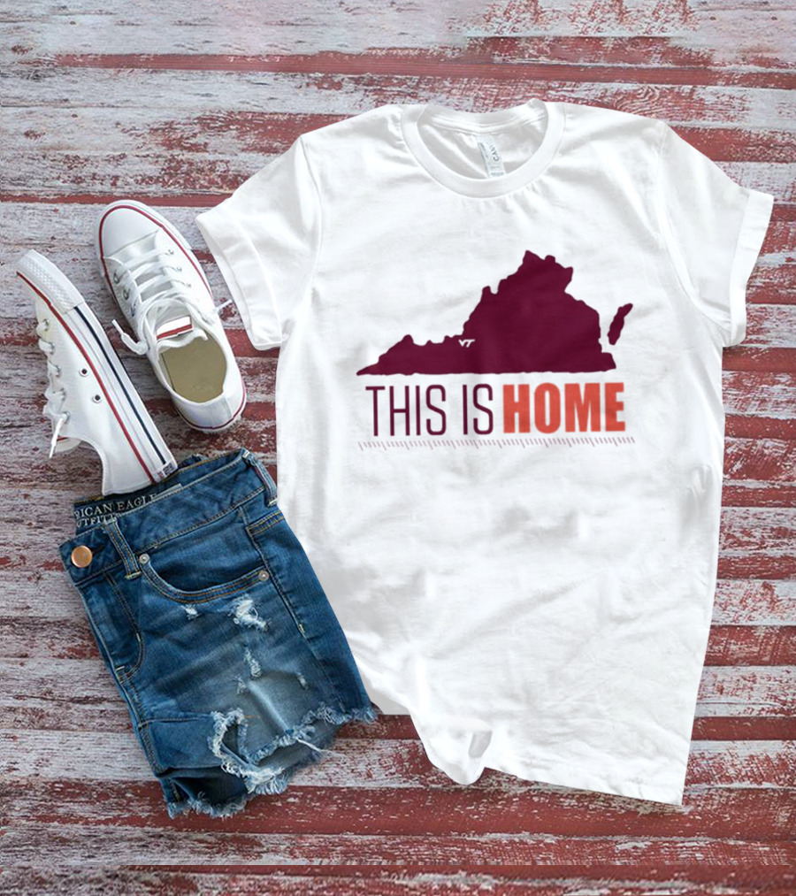 Virginia Tech Football This Is Home Virginia Map T-Shirt