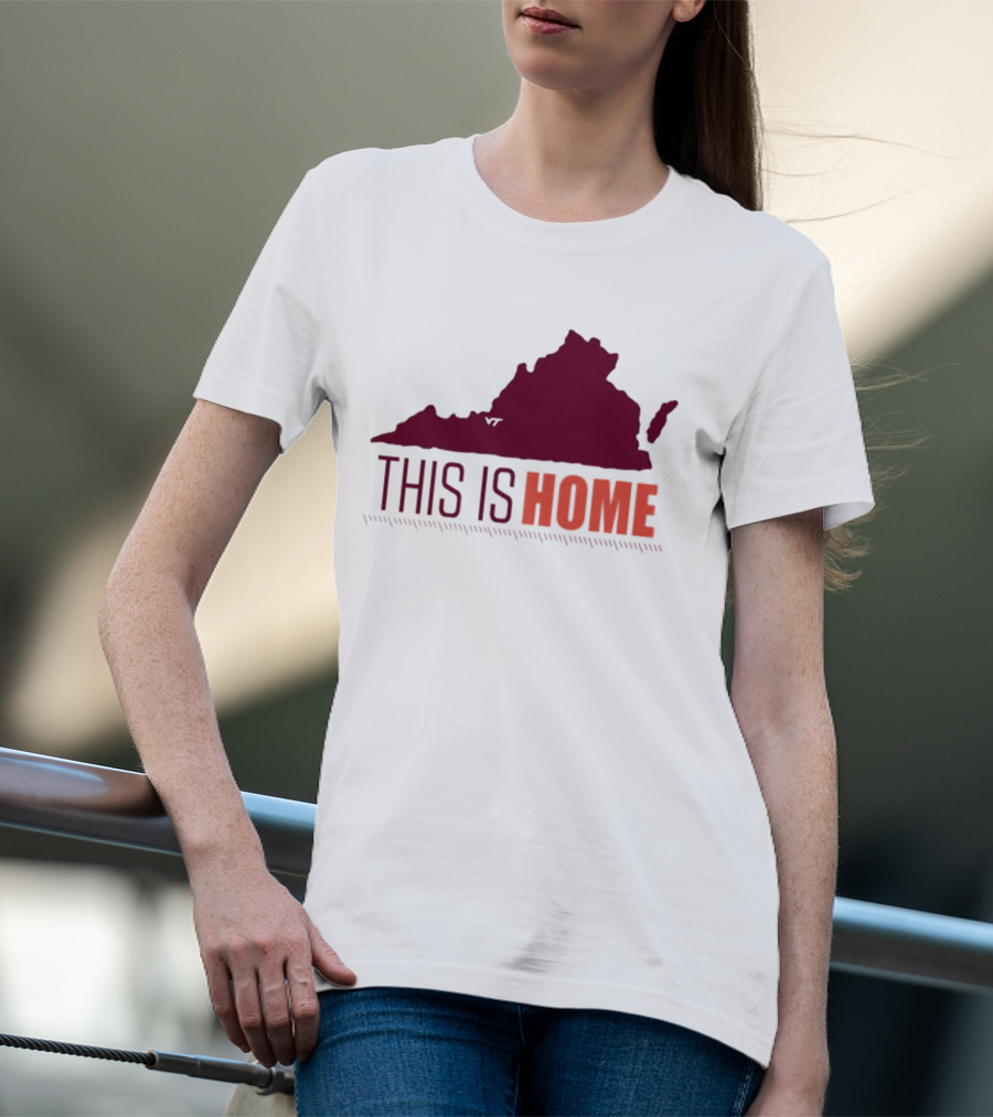 Virginia Tech Football This Is Home Virginia Map T-Shirt