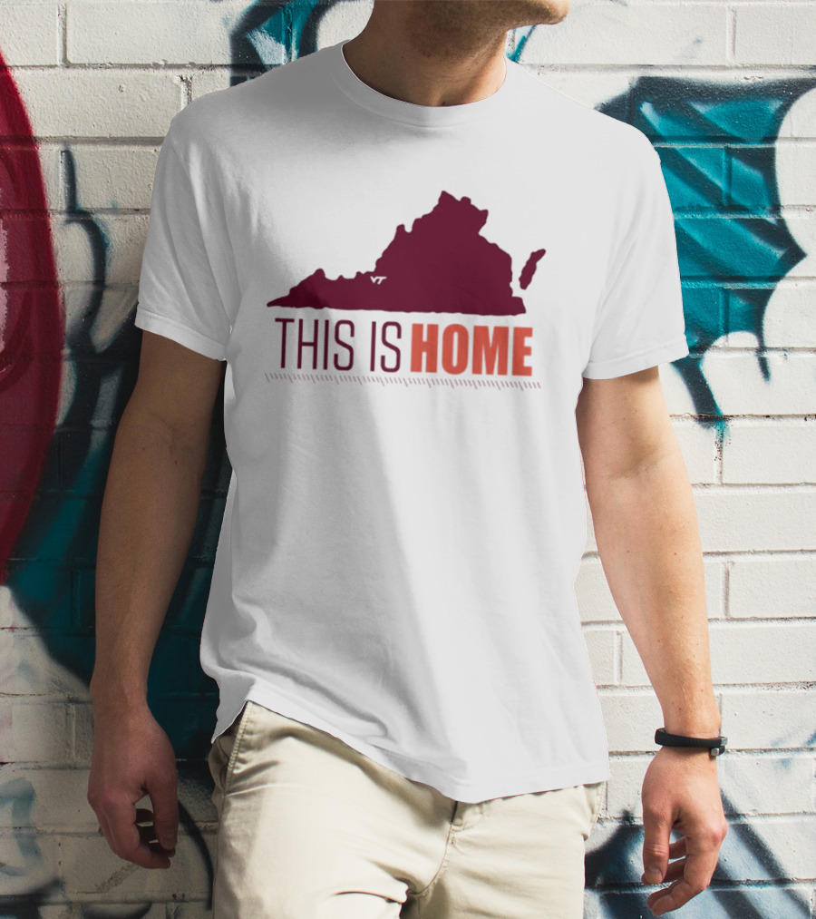 Virginia Tech Football This Is Home Virginia Map T-Shirt