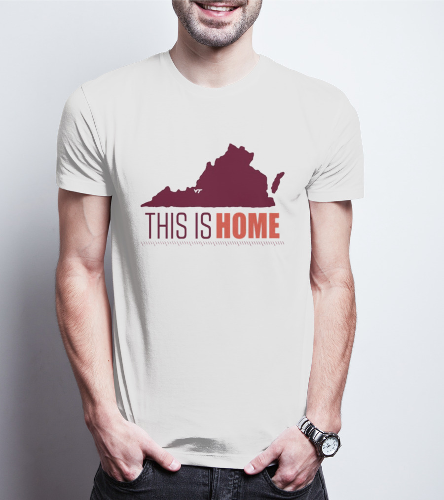 Virginia Tech Football This Is Home Virginia Map T-Shirt