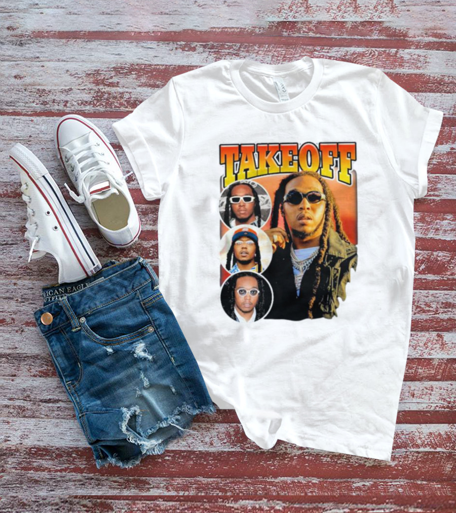 Quavo Migos Takeoff Rapper Tribute Circular Portraits T-Shirt