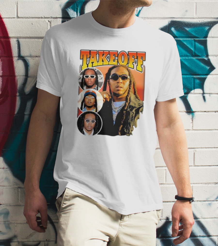 Quavo Migos Takeoff Rapper Tribute Circular Portraits T-Shirt