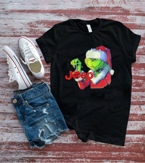 Santa Grinch Holding Jeep Ornament Holiday T-Shirt