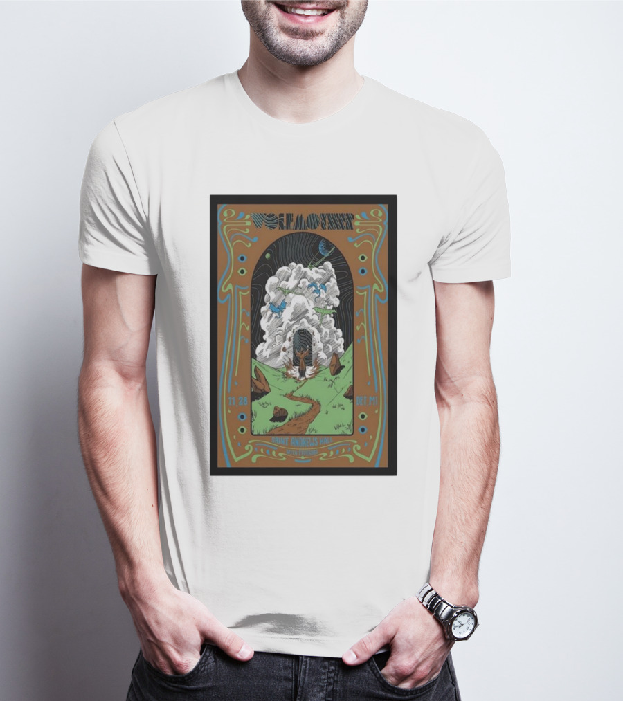 Wolfmother Saint Andrews Hall Detroit November 28 Concert Poster Art With Psychedelic Cloud And Path T-Shirt