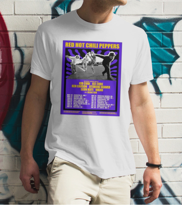 Red Hot Chili Peppers 2024 Unlimited Love Tour Featuring Kid Cudi, Ice Cube, Ken Carson, Otoboke Beaver, Seun Kuti, Wand, Irontom T-Shirt