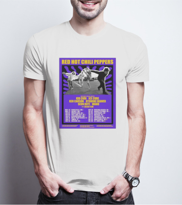 Red Hot Chili Peppers 2024 Unlimited Love Tour Featuring Kid Cudi, Ice Cube, Ken Carson, Otoboke Beaver, Seun Kuti, Wand, Irontom T-Shirt