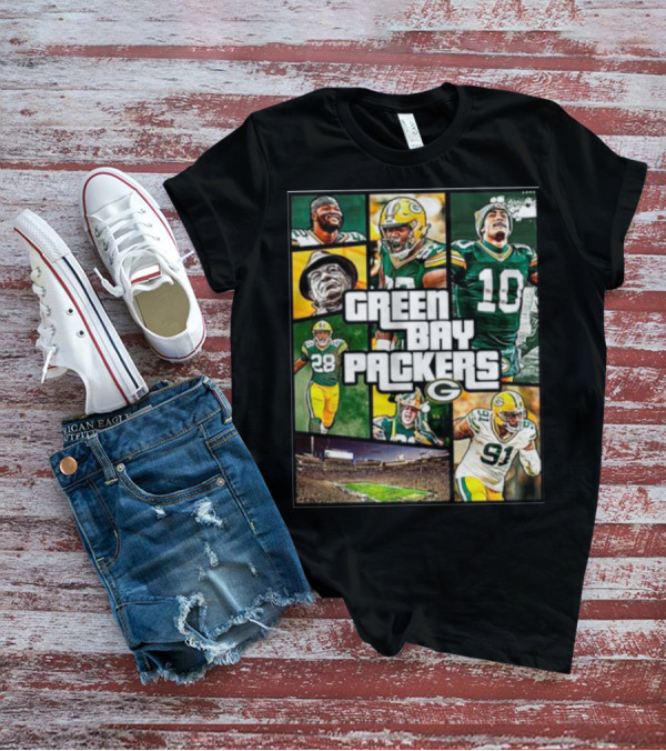 Green Bay Packers Players Collage Grand Theft Auto T-Shirt