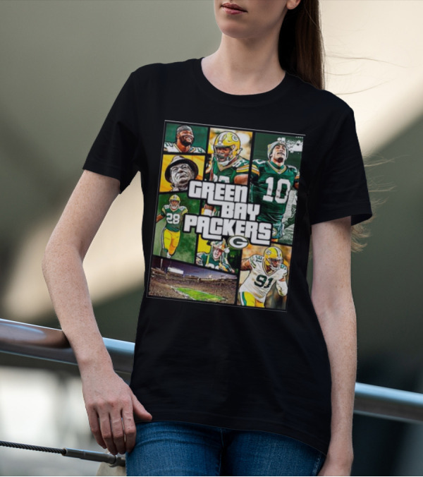 Green Bay Packers Players Collage Grand Theft Auto T-Shirt