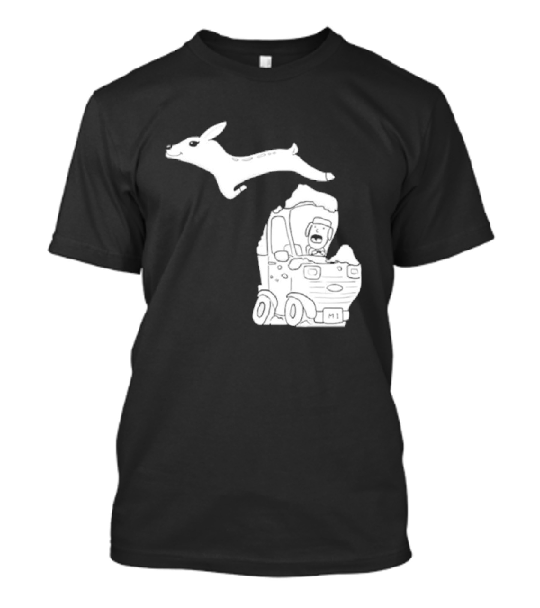 Michigan M1 Deer Leap Over Car T-Shirt