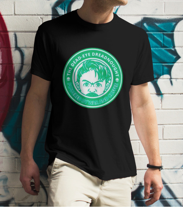The Dead-Eye Dreadnought Powered By War And Coffee Iconic Emblem T-Shirt