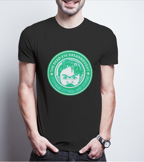 The Dead-Eye Dreadnought Powered By War And Coffee Iconic Emblem T-Shirt