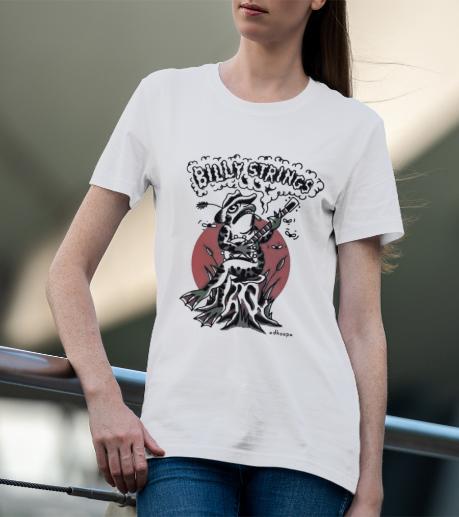 Billy Strings Frog With Guitar And Red Background By V.dhoopn T-Shirt