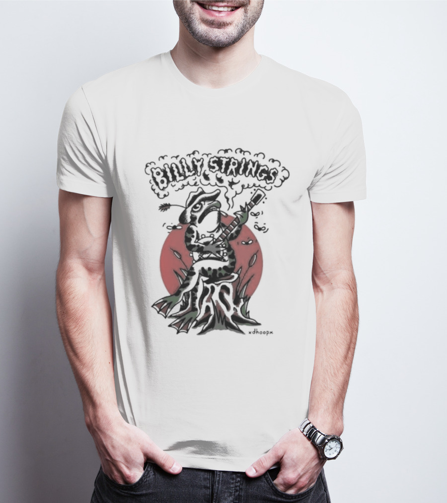 Billy Strings Frog With Guitar And Red Background By V.dhoopn T-Shirt