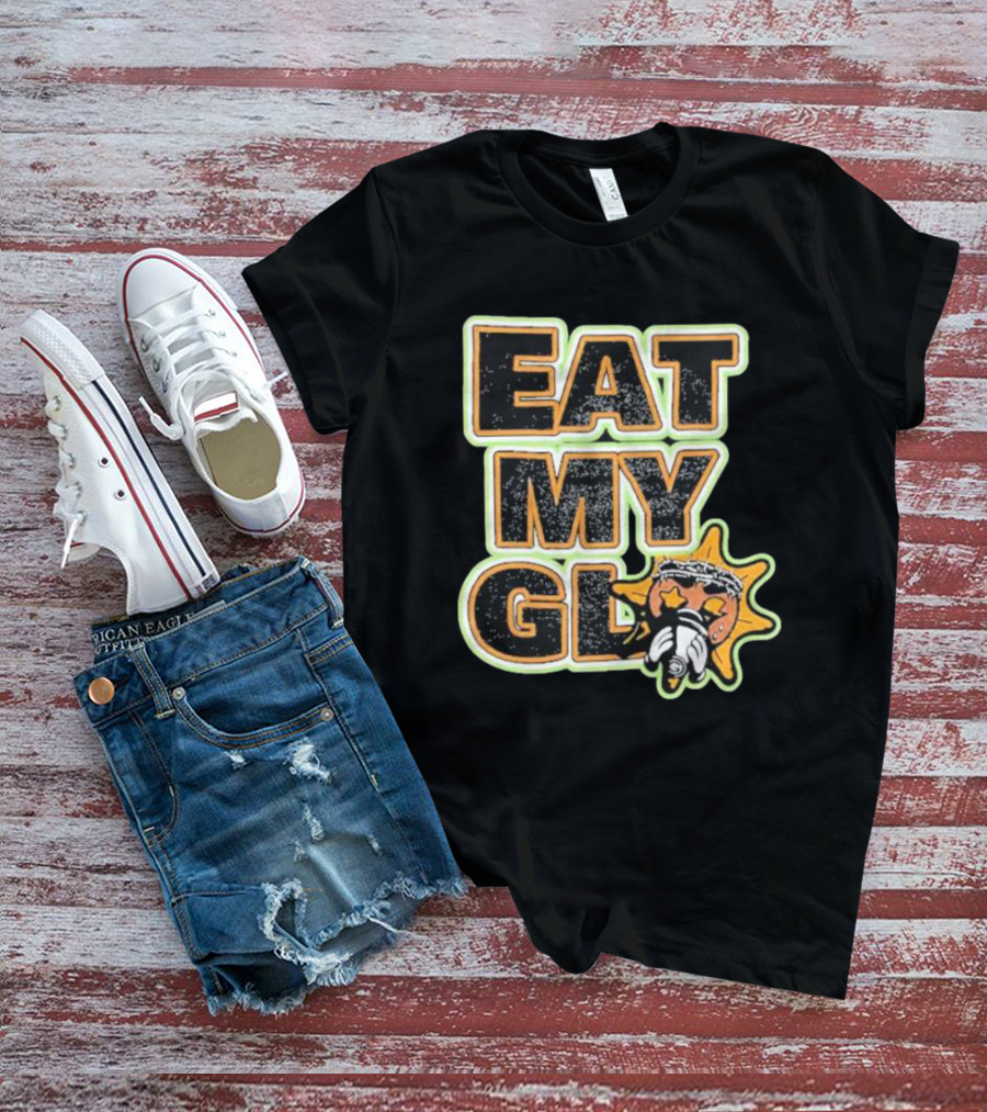 EAT MY GLO Sun Cartoon Eating Globe T-Shirt