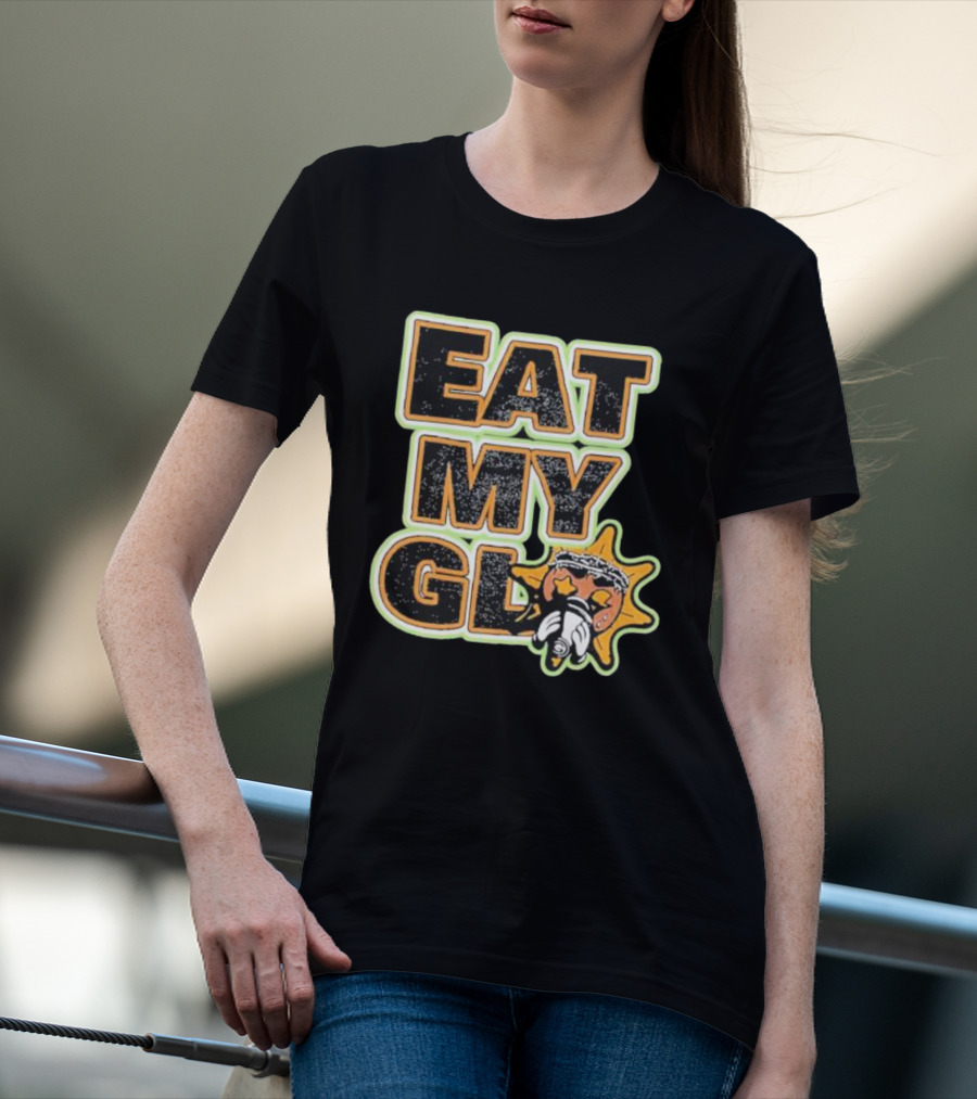 EAT MY GLO Sun Cartoon Eating Globe T-Shirt