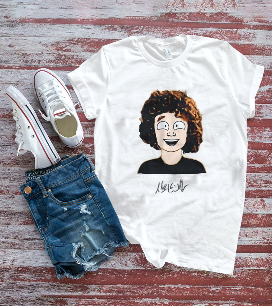 Nelson Neumann Cartoon Signature Smiling Curly-Haired Character T-Shirt