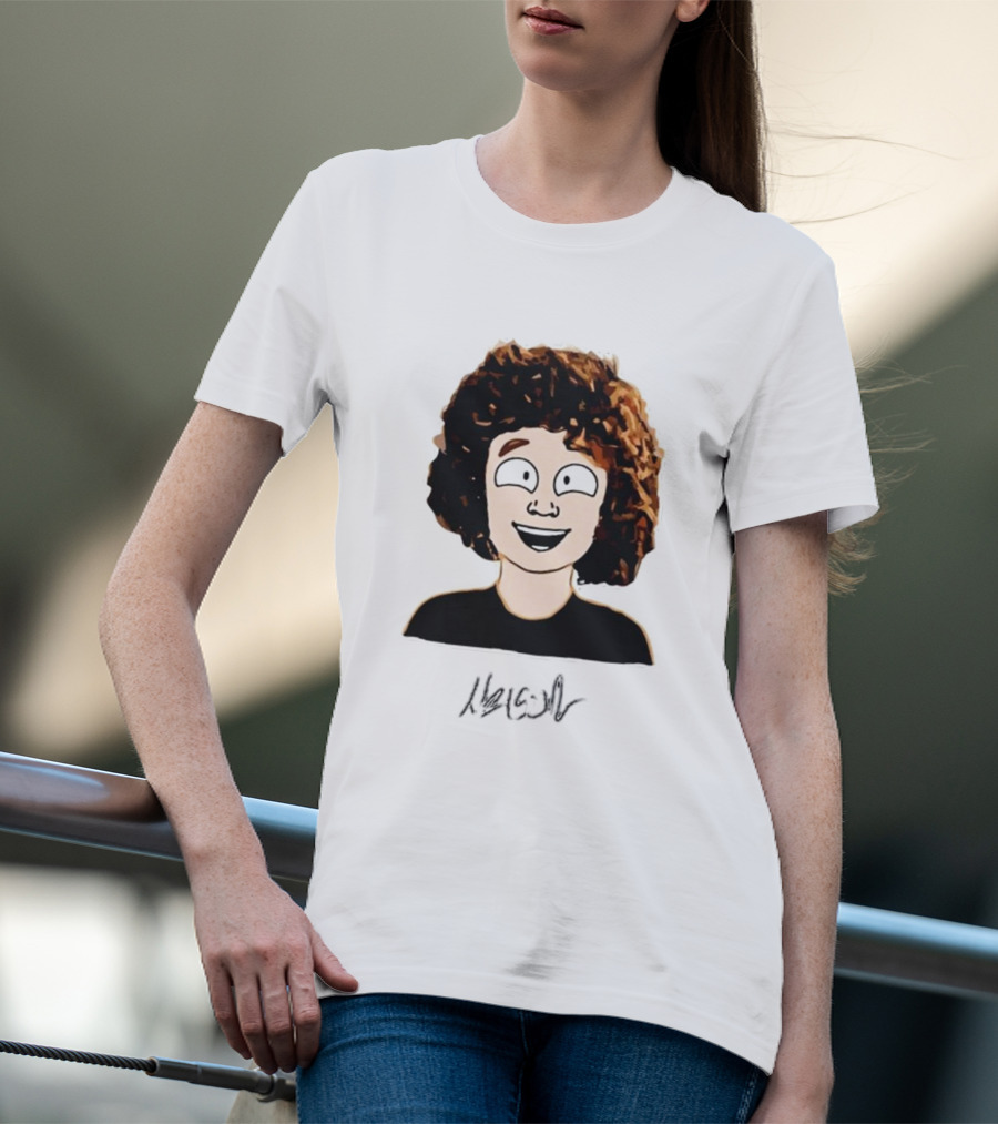 Nelson Neumann Cartoon Signature Smiling Curly-Haired Character T-Shirt