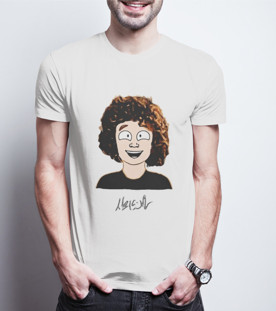Nelson Neumann Cartoon Signature Smiling Curly-Haired Character T-Shirt