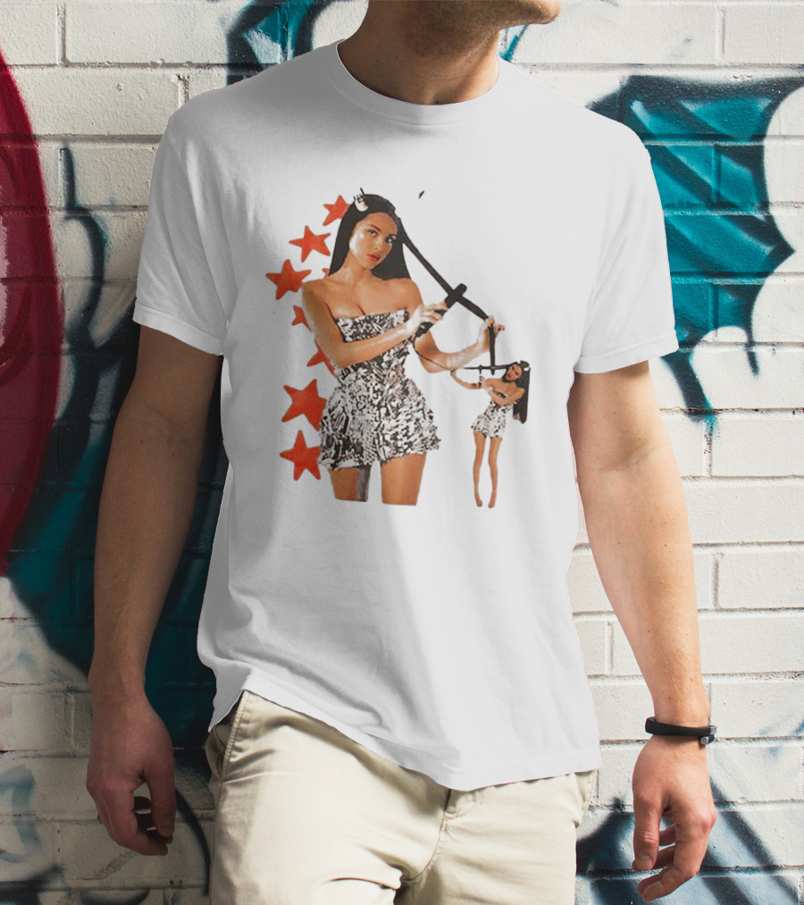 Olivia Rodrigo Black And White Star Dress With Red Stars Motif T-Shirt