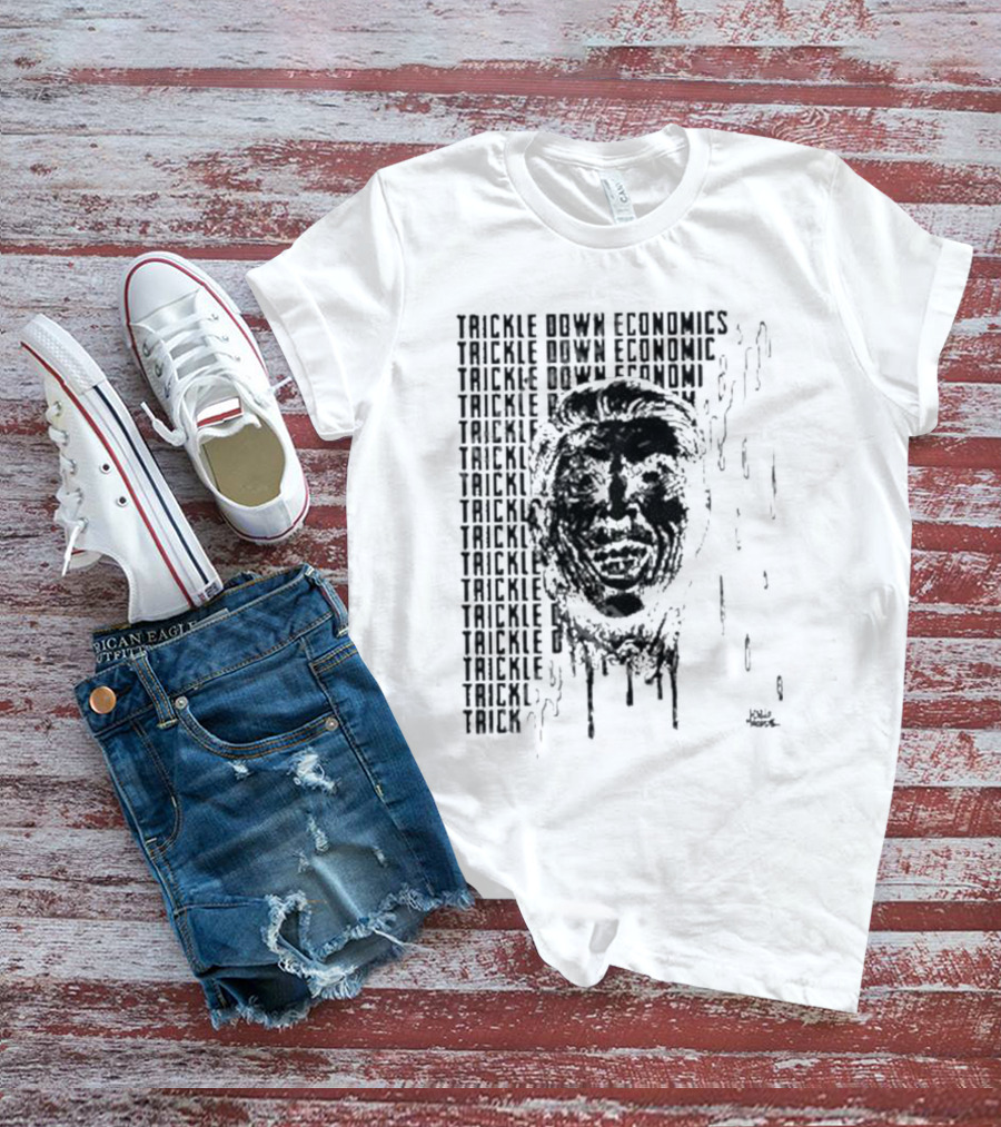 Punkwithacamera Trickle Down Economics Repeated Typography Dripping Face T-Shirt