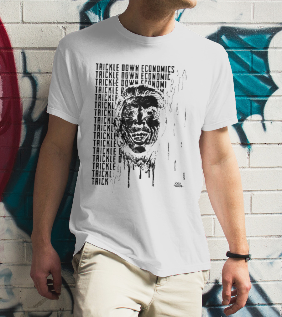 Punkwithacamera Trickle Down Economics Repeated Typography Dripping Face T-Shirt