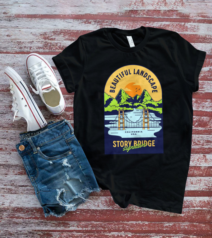 Beautiful Landscape Story Bridge California USA Signature T-Shirt