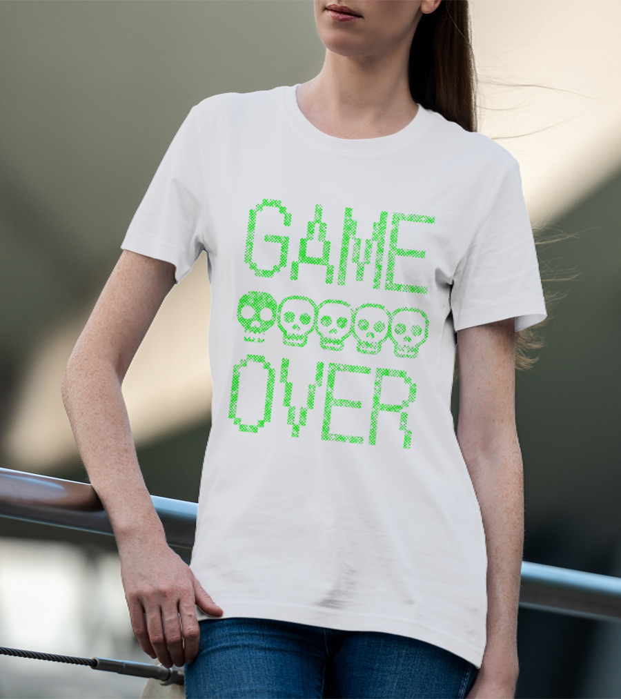 GAME OVER Pixel Skull T-Shirt