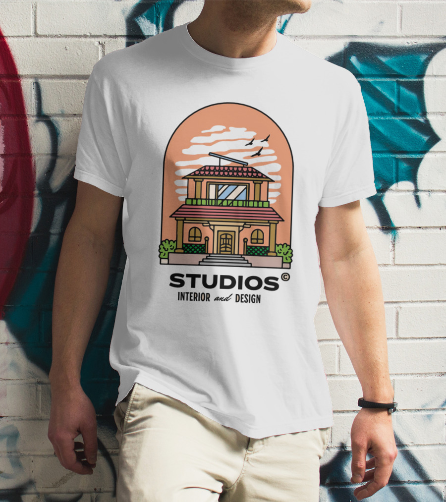 STUDIOS Interior And Design House With Airplane Sky Arch T-Shirt