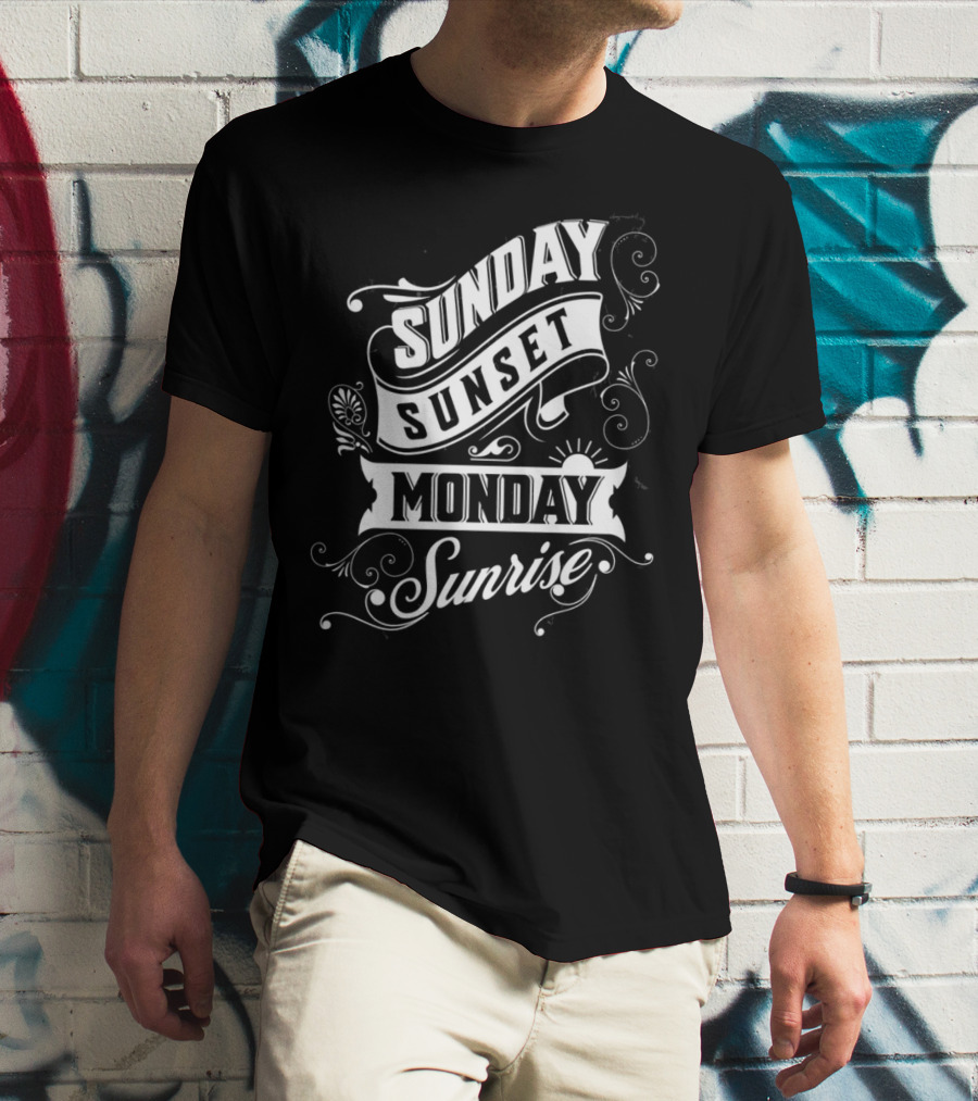 Sunday Sunset Monday Sunrise Vintage Filigree T-Shirt