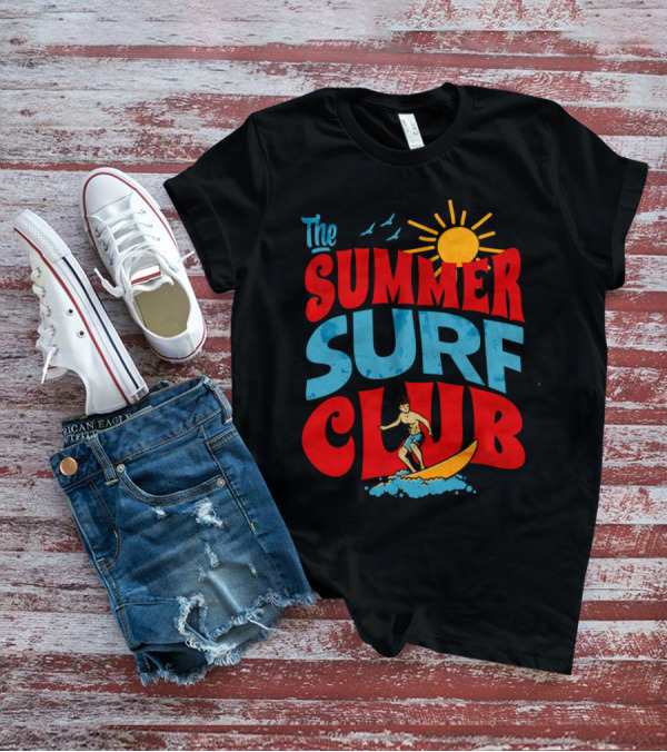 The Summer Surf Club Sun Surfing Retro Typography T-Shirt