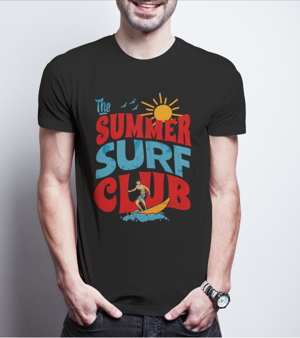 The Summer Surf Club Sun Surfing Retro Typography T-Shirt