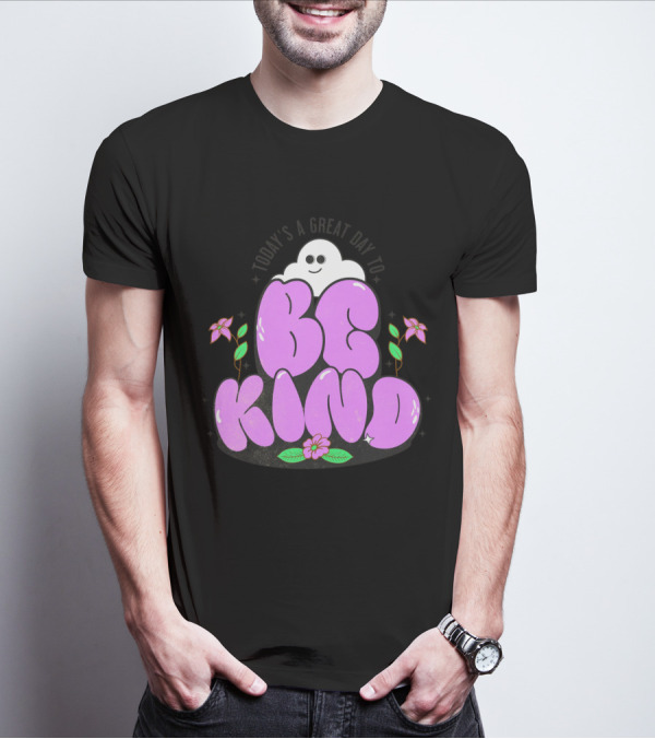 Be Kind Cute Ghost And Flowers T-Shirt