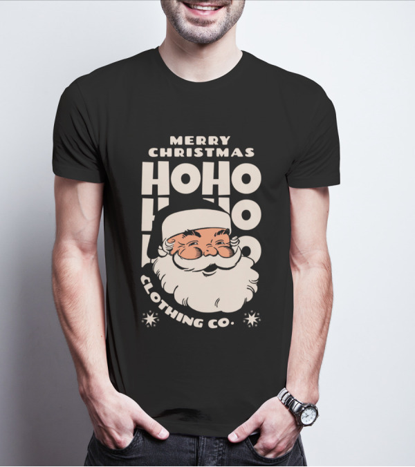 Merry Christmas Ho Ho Ho Santa Claus Clothing Co T-Shirt