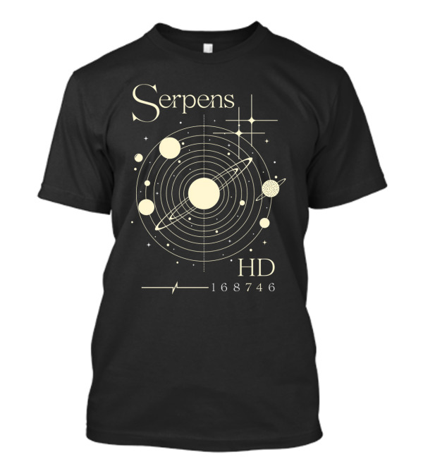 Serpens HD 168746 Celestial Diagram With Planetary System Rings And Stars T-Shirt
