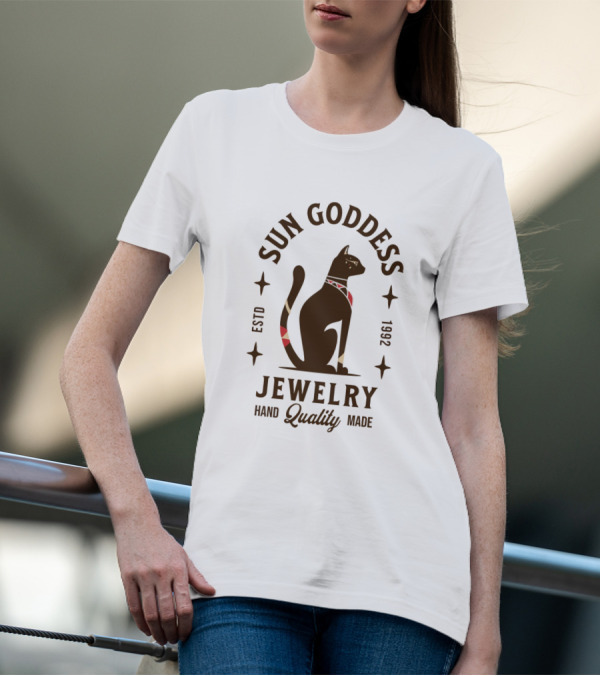SUN GODDESS JEWELRY HAND QUALITY MADE ESTD 1992 CAT T-Shirt